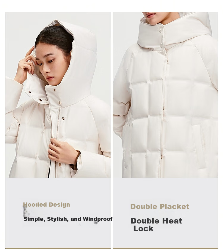 BOSIDENG Off-Season Women's Thickened Hooded Loose Mid-Length Business Versatile Mall-Style Down Jacket 13