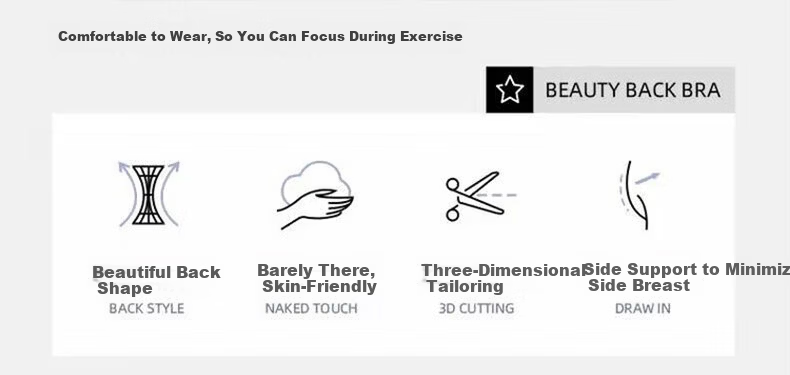 MINISO Sports Bra Yoga Bra Shockproof Medium-High Intensity Sports Vest Backless Fitness Yoga Wear for Women 3
