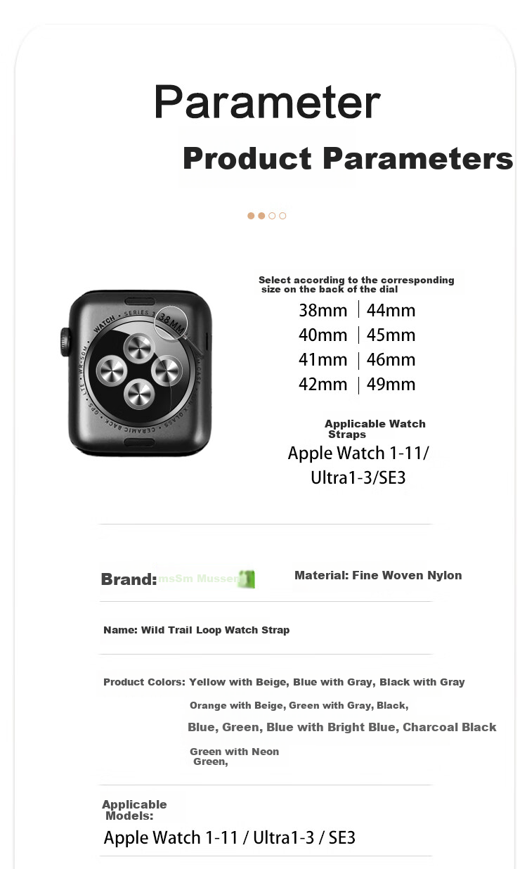 MSSM Compatible Apple Watch Band for Apple Watch S12/11/10/S9/SE3/Ultra4/3, Nylon Magnetic Buckle Strap - Light Gray 38-42 7