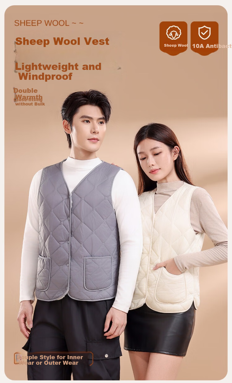 MiiOW [10A Antibacterial] Women's Wool Vest 2025 Autumn Winter Solid Color Sleeveless Warm Outerwear 15