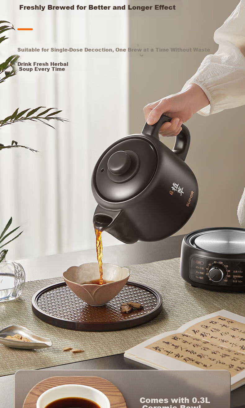 SUPOR 2L Electric Herbal Medicine Pot Ceramic Health Pot Automatic Smart Herbal Stewing Pot SW-20Y01 5