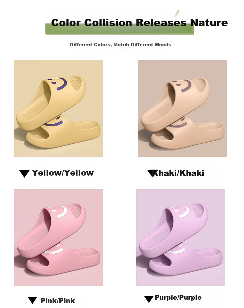 Guoluofi Smiley Face Slippers Women Summer Indoor Home Shower Non-Slip EVA Soft Cool Slippers Men Outdoor Purple Size 38-39 6