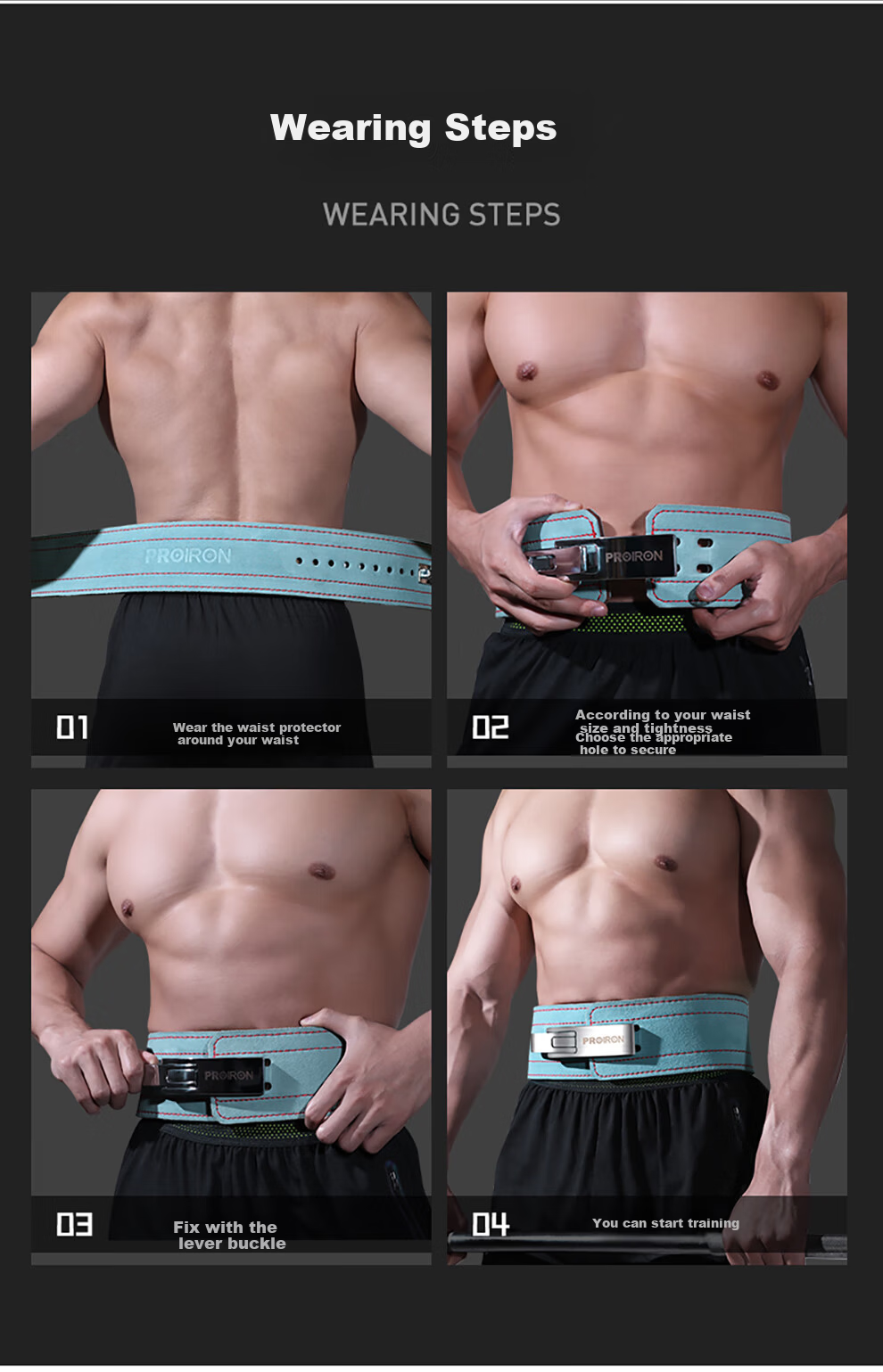 PROIRON Professional Power Weightlifting Belt Quick-Release Lever 4-Layer Leather XL Size 7