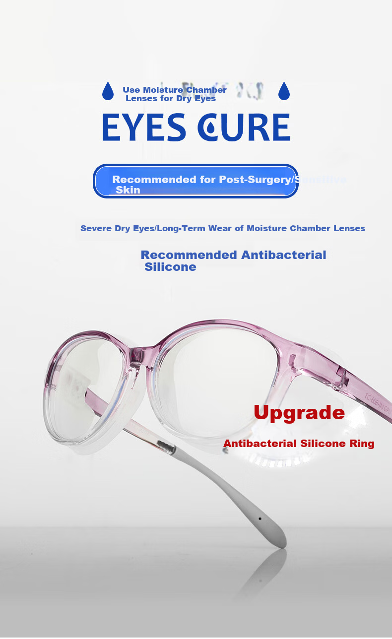 Runzhi Japan Post-Surgery Protective Glasses for Wet Room [Purple 608GPU] Antibacterial Silicone Ring Wet Room Glasses 1