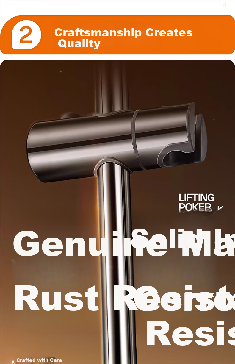 WUZORY [Germany] Shower Slide Bar Shower Head Bracket Holder No-Drill Clip Fixing Base W142 6