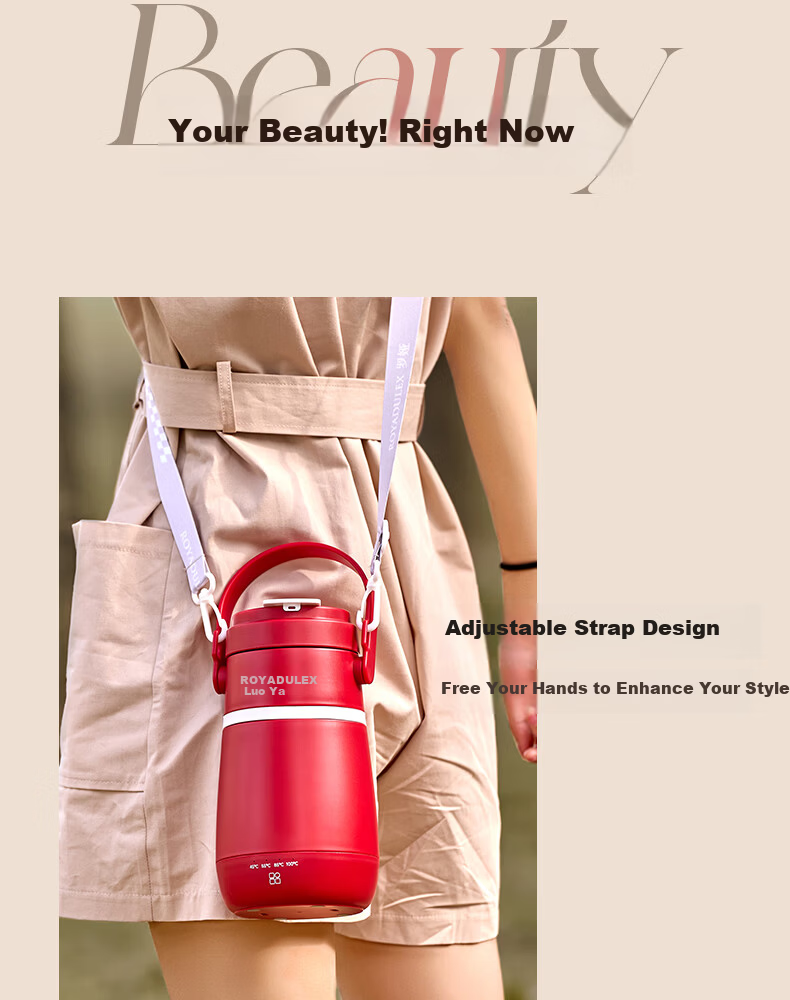 ROYALTY LINE Portable Electric Kettle Travel Hotel Electric Water Boiler Thermostatic Outdoor Insulated Health Electric Stew Cup 600ml Victory Red 10