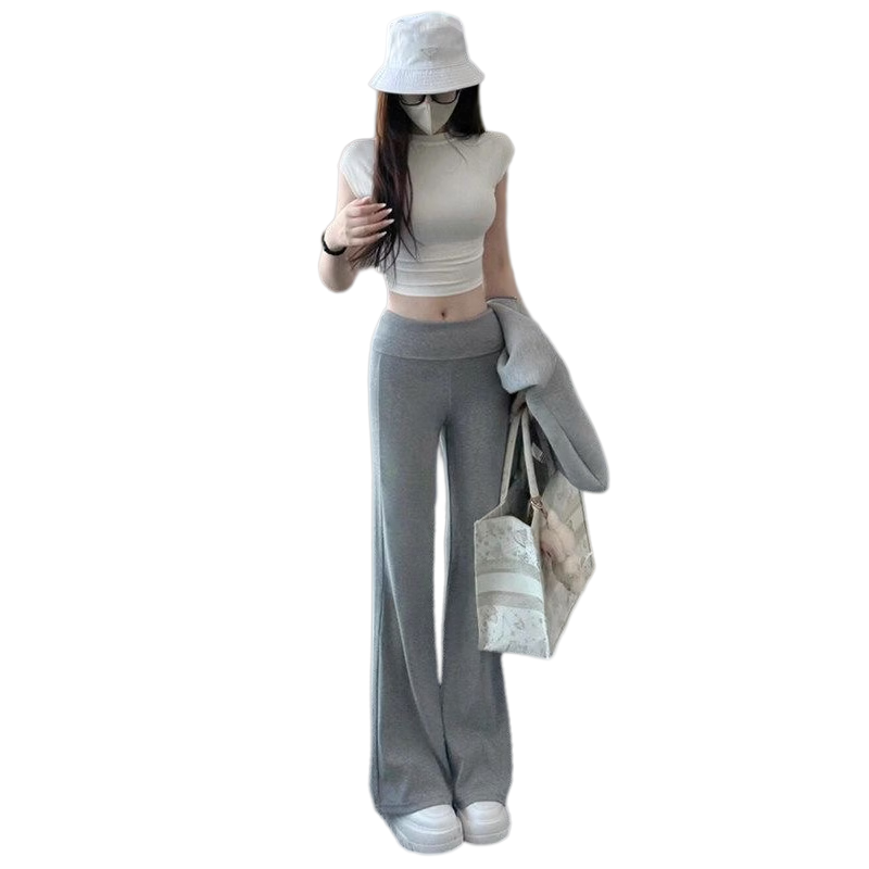 Langsha Women's Thin Flared Pants Summer 2026 New American Style High Waist Slim Yoga Flared Sweatpants Draped Casual Sports Pants
