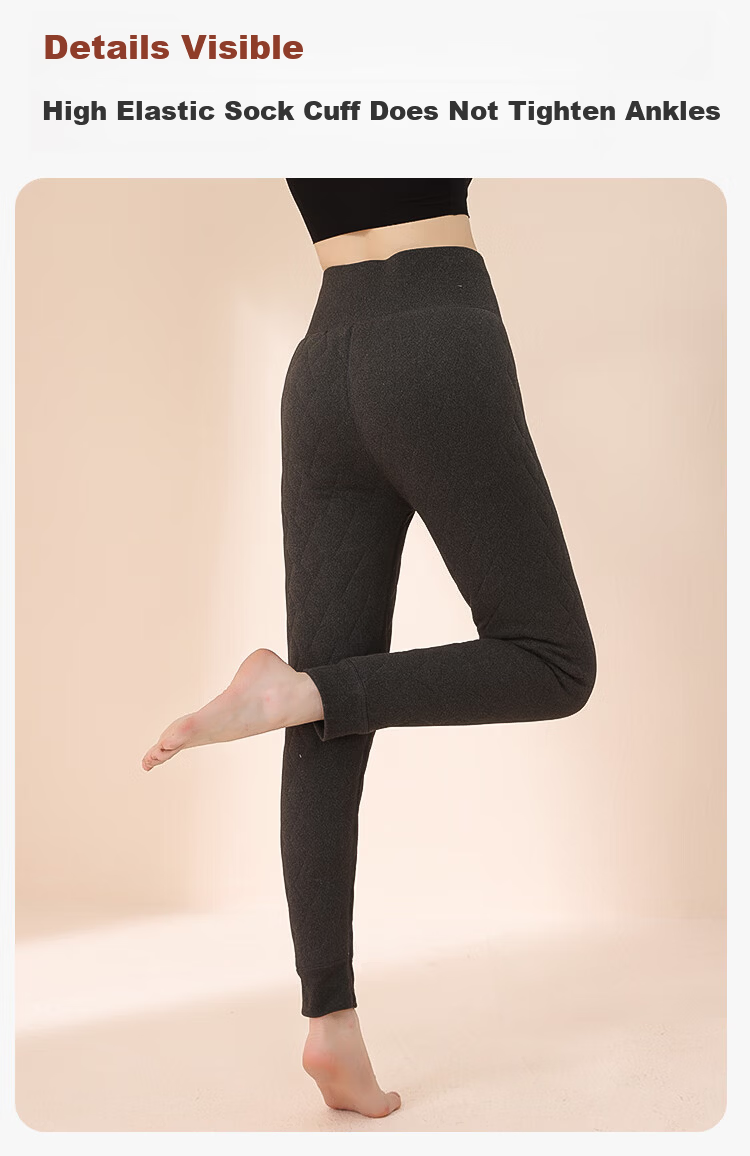 MiiOW Cotton Pants for Women, New Style for 2024, Inner Wear for Autumn And Winter, Diamond Pattern, Fleece-Lined, Thickened, High-Waist Leggings, Ultra-Thick Warm Pants 9