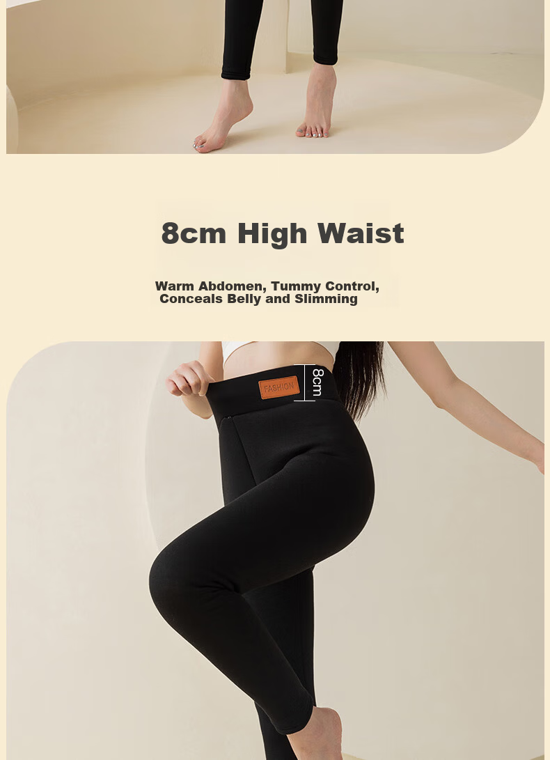 LangSha Women's Fleece-Lined Thickened High-Waist Thermal Leggings with Lamb Wool, Warm Cotton Pants for Outdoor Winter Wear 8