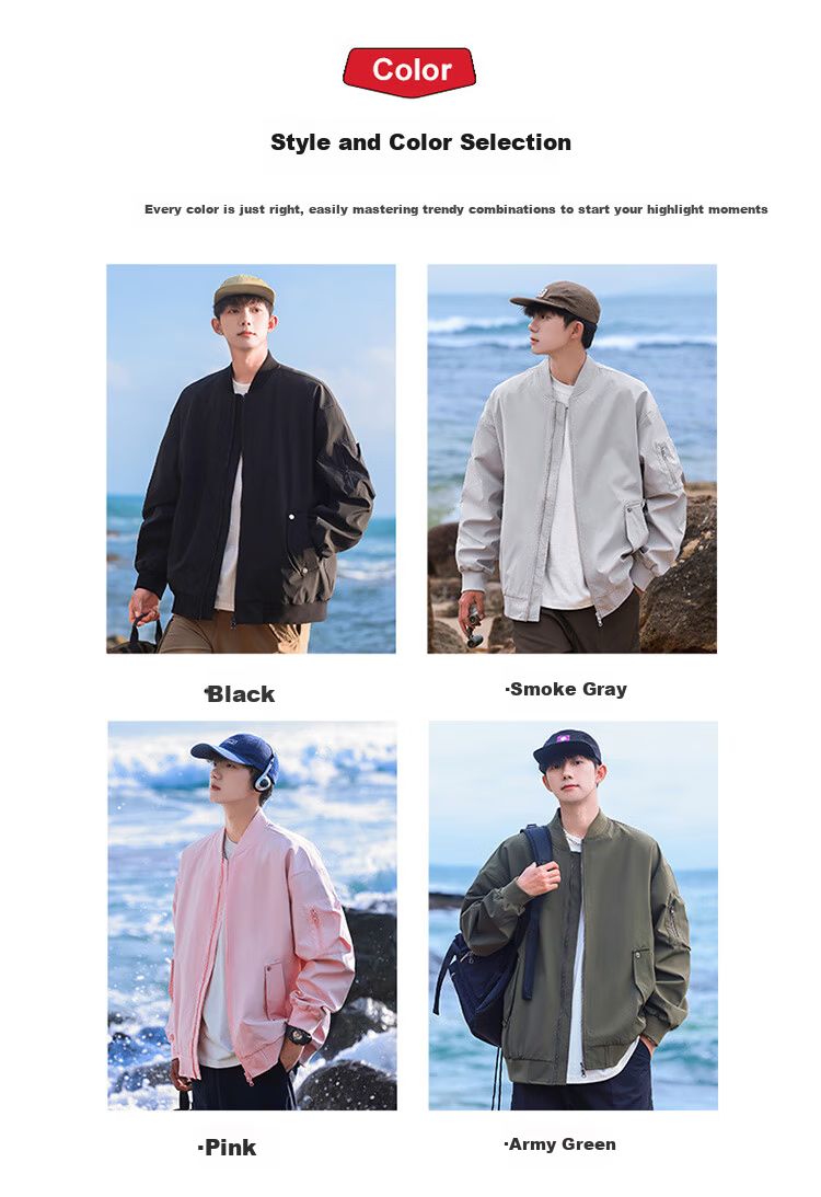 I'M DAVID Men's Windproof Flight Jacket Spring Autumn Casual Commuter Sports Baseball Collar Retro Revival Coat 2