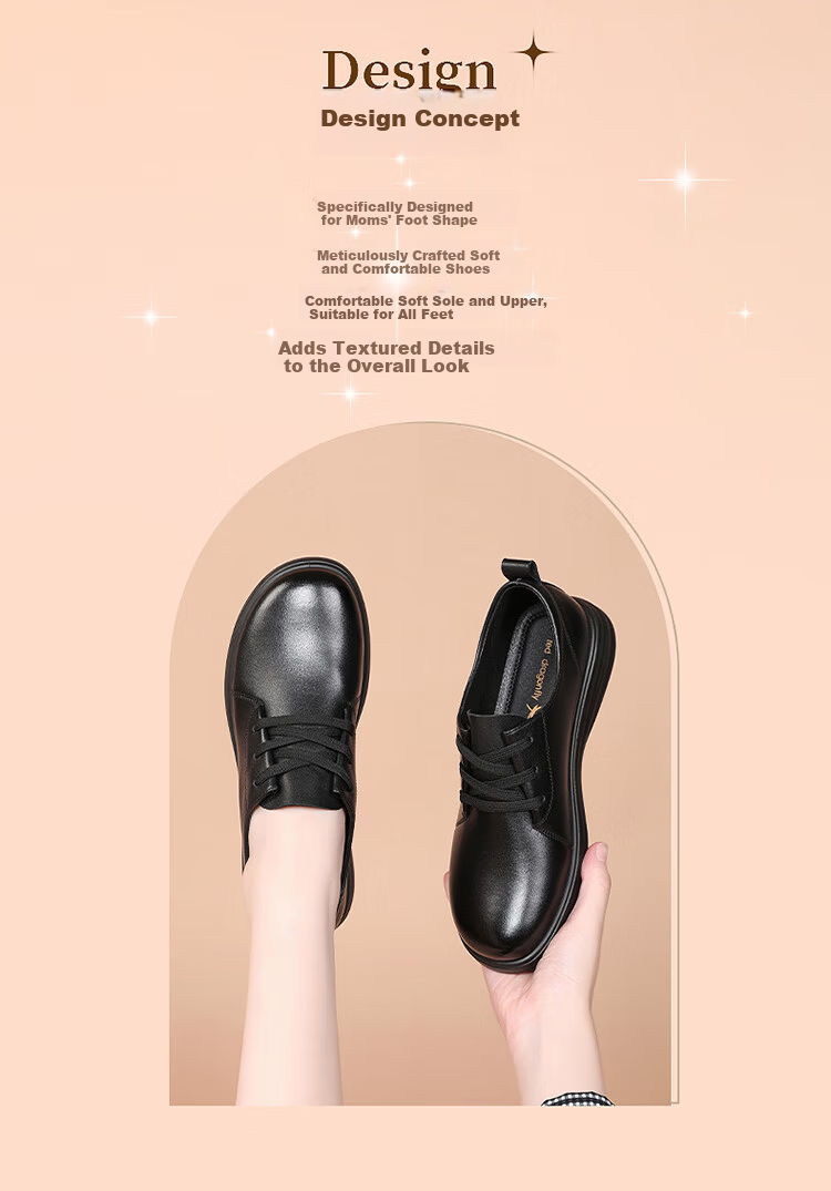 Red Dragonfly Women's Casual Leather Shoes Comfortable Breathable Soft Sole Lace-up Work Shoes WTB352011 Black Size 39 2
