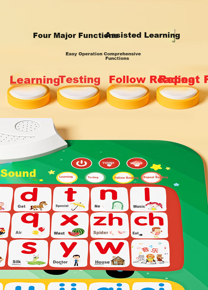 YSR Children's Character Recognition Wall Chart, Early Education Flashcards for Ages 1-3 with Audio, First Grade Textbook Synchronized Wall Stickers 6