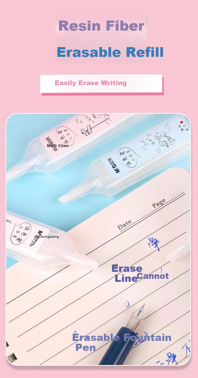 M&G Single-Head Large Capacity Erasable Pen Ink Eraser Pen Erasable Ink Cartridge Correction Pen APMV4701 5-Pack 4