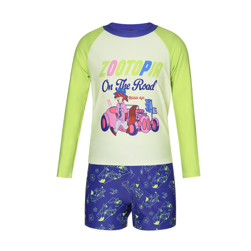 Disney Boys' Kids Two-Piece Long Sleeve Sun Protection Swimsuit Set D36280S2G Green Nick Wilde 130