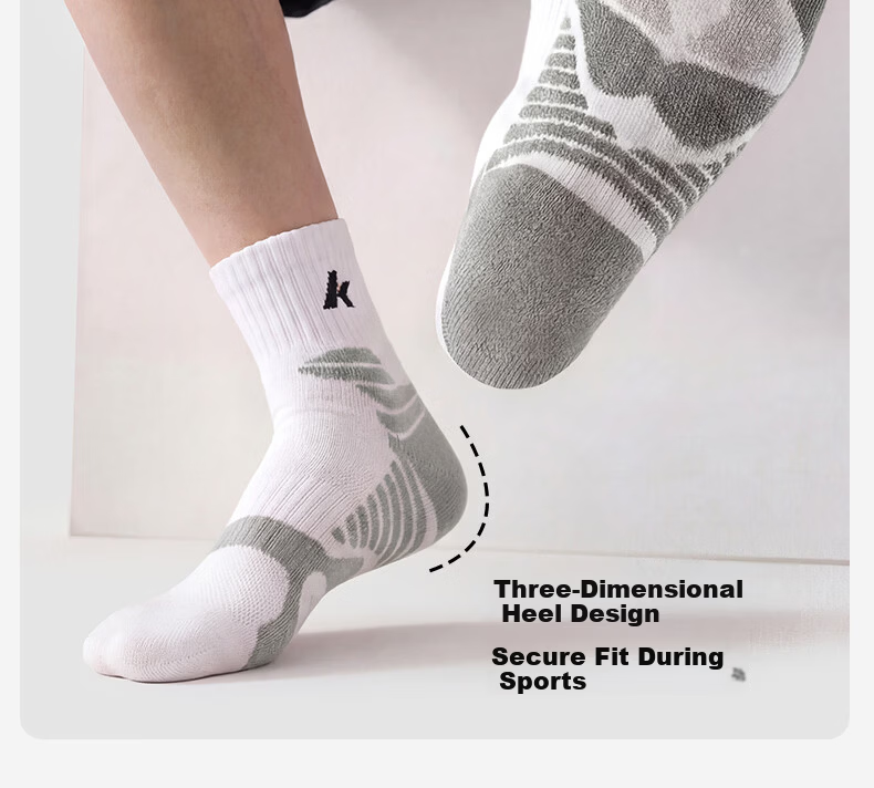 KAWASAKI Unisex Badminton Socks Running Training Sweat-Absorbing Non-Slip Sports Socks D6609 Blue/Grey/Purple (3 Pairs) 12