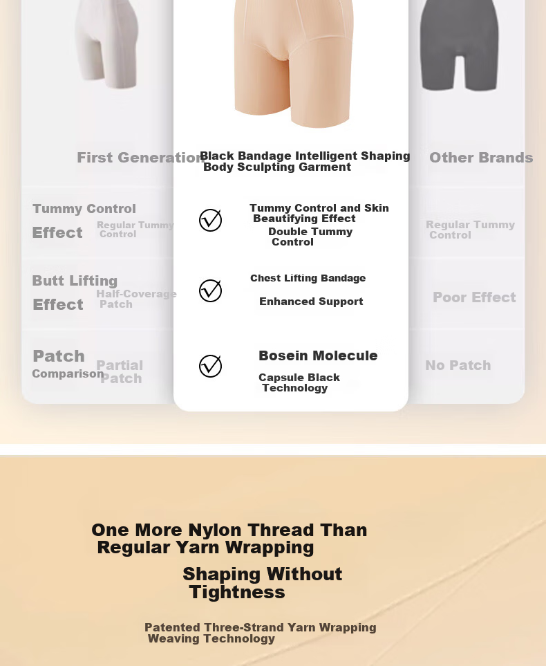 Tingmei Black Bandage Shaping Bodysuit Strong Abdomen Control Hip Lift One-Piece Waist Slimming Body Shaper Skin Care 7