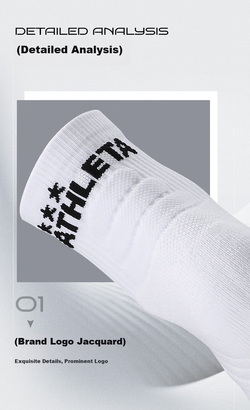 ATHLETA Sports Socks Unisex Running Training Sweat-Absorbent Terry Sole Professional Sports Socks White [Size 42-44] 4