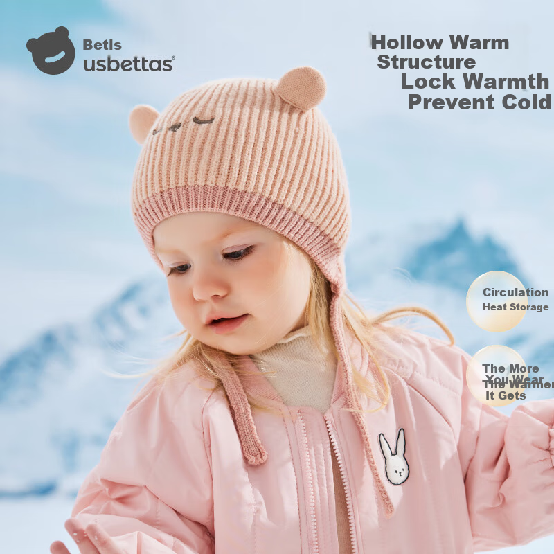 Beitais Baby Hat Autumn Winter Windproof Ear Protection Warm Children's Knitted Hat Cute Infant Seamless Knit Cap