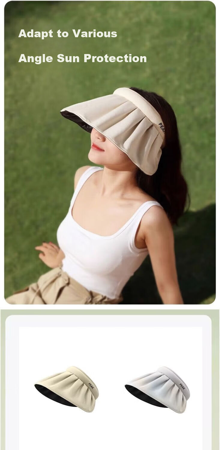 Peak UV Protection Sun Hat Couple Spring Summer Outdoor Running Anti-UV Shell Cap Open-Top Headband Dual-Use Foldable 12
