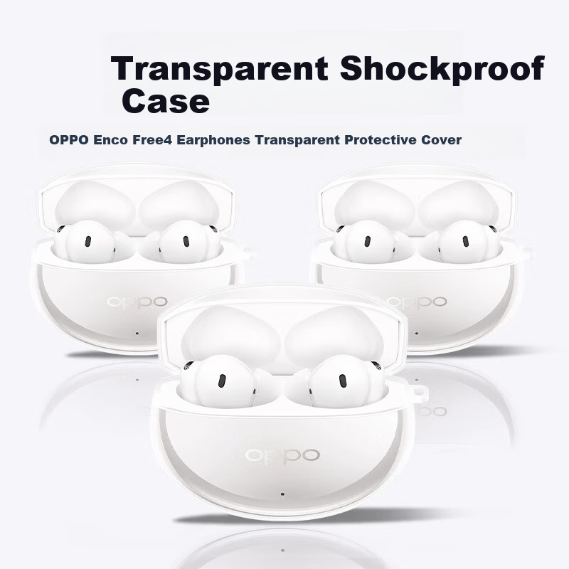 Beiyipin Protective Case for OPPO Enco Free4 Wireless Bluetooth Earphones, Full Coverage Shockproof Ultra-Thin Transparent High-Transparency Crystal Clear Charging Case Cover 1