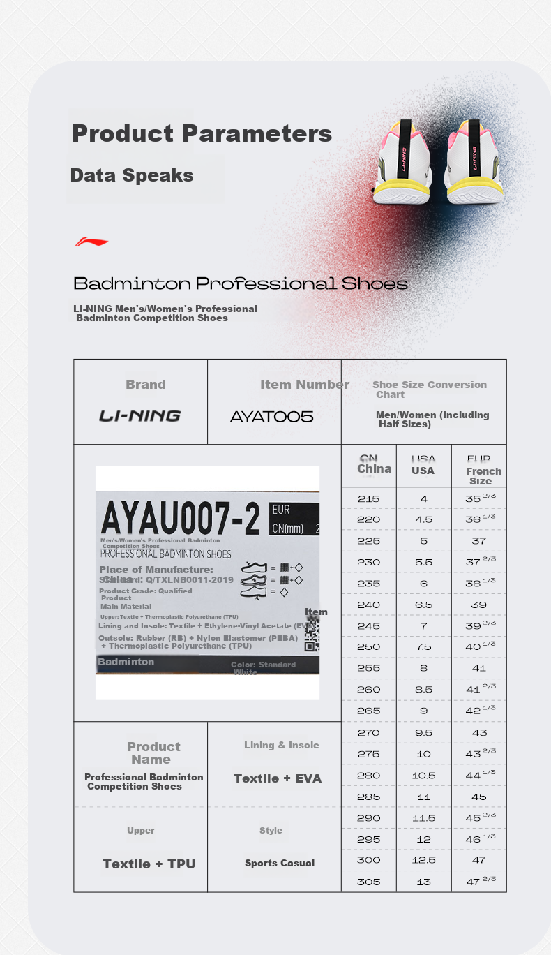 LI-NING Badminton Shoes Falcon 5 New Men's Shock Absorption Durable Breathable Full-Length Cushioning Technology 7