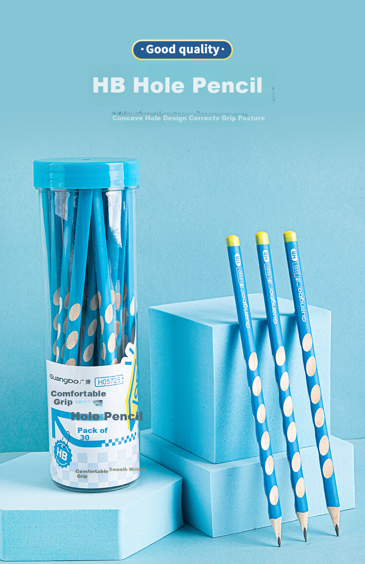GuangBo 30-Pack Triangular Hole Pencil for Primary School Children Posture Correction Stationery H05725 1