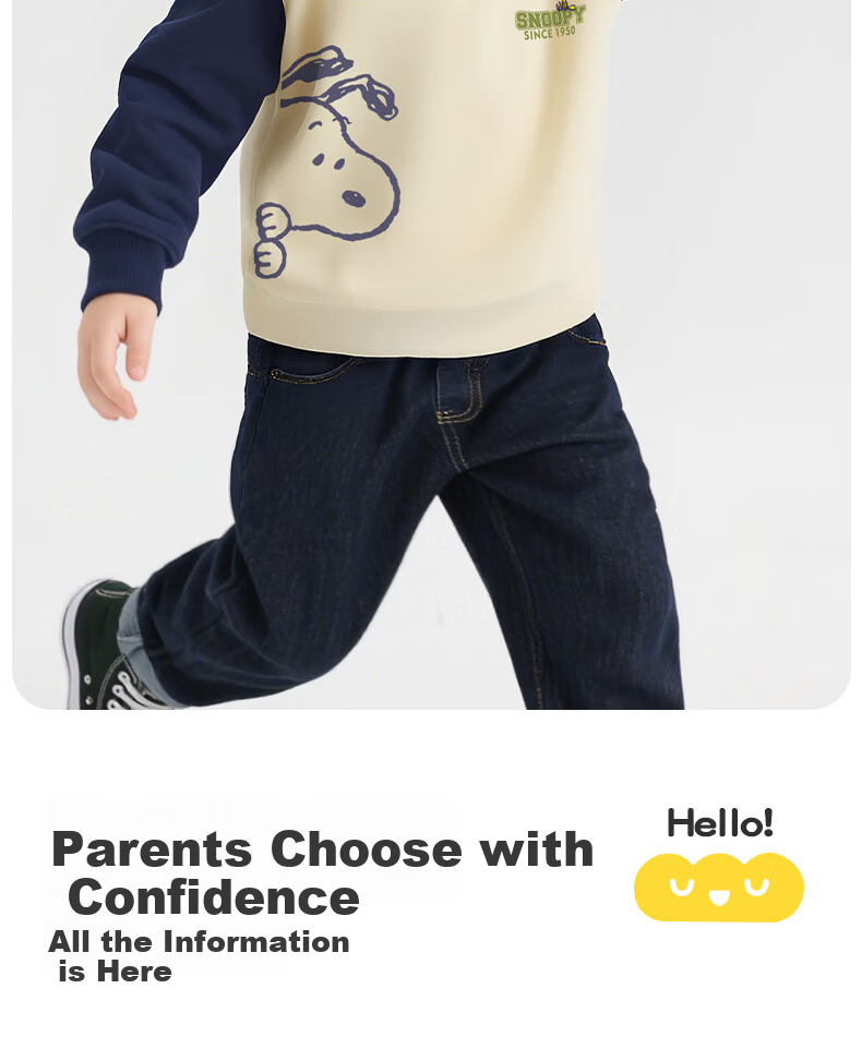 SNOOPY Children's Spring And Autumn Color-Block Lapel Sweatshirt, Fashionable Versatile Top for Boys And Girls, Huiqinuobi Blue, Size 120 7
