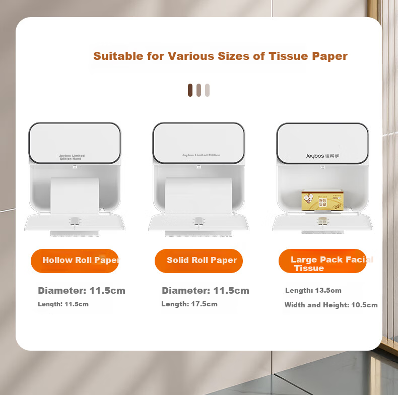 Jiabangshou Bathroom Toilet Paper Holder Punch-Free Wall-Mounted Tissue Box Toilet Tissue Rack Bathroom Storage Tissue Dispenser Box 7