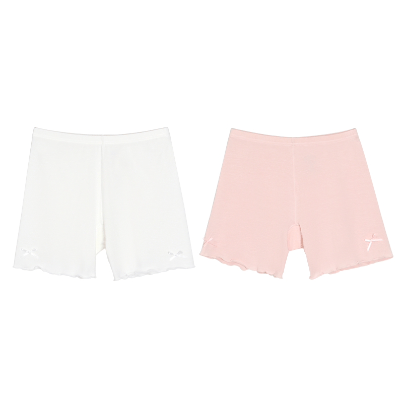Hodohome Children's Underwear, Girls' Modal Antibacterial Pure Cotton Crotch Safety Shorts, Anti-Chafing Butterfly Bow Base Layer Pants 002 130