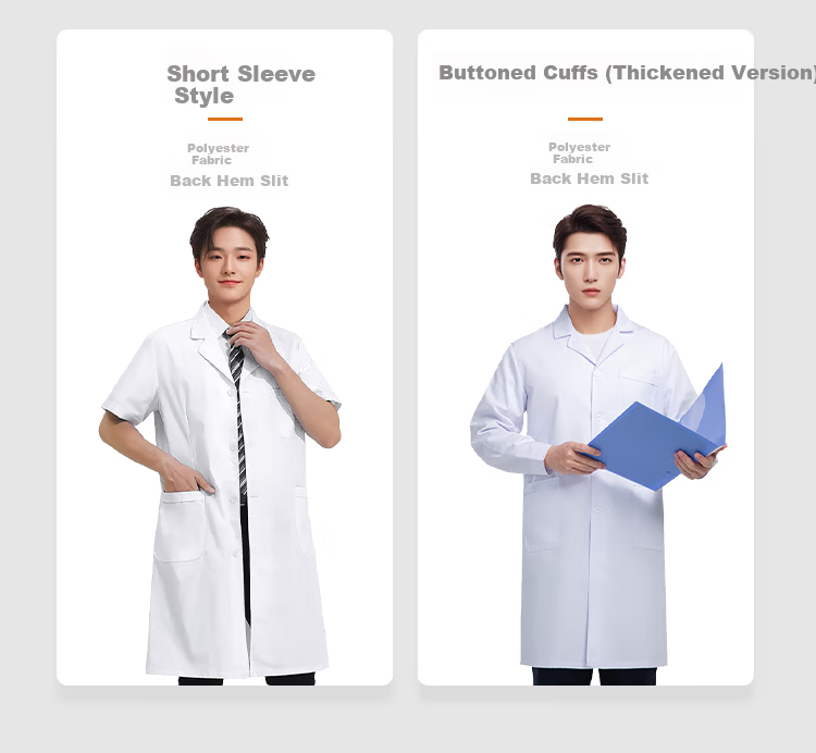 Gongpinxing Men's And Women's Long-Sleeve White Lab Coat, Work Uniform for Interns And Laboratory, Long Sleeves with Button Cuffs 5