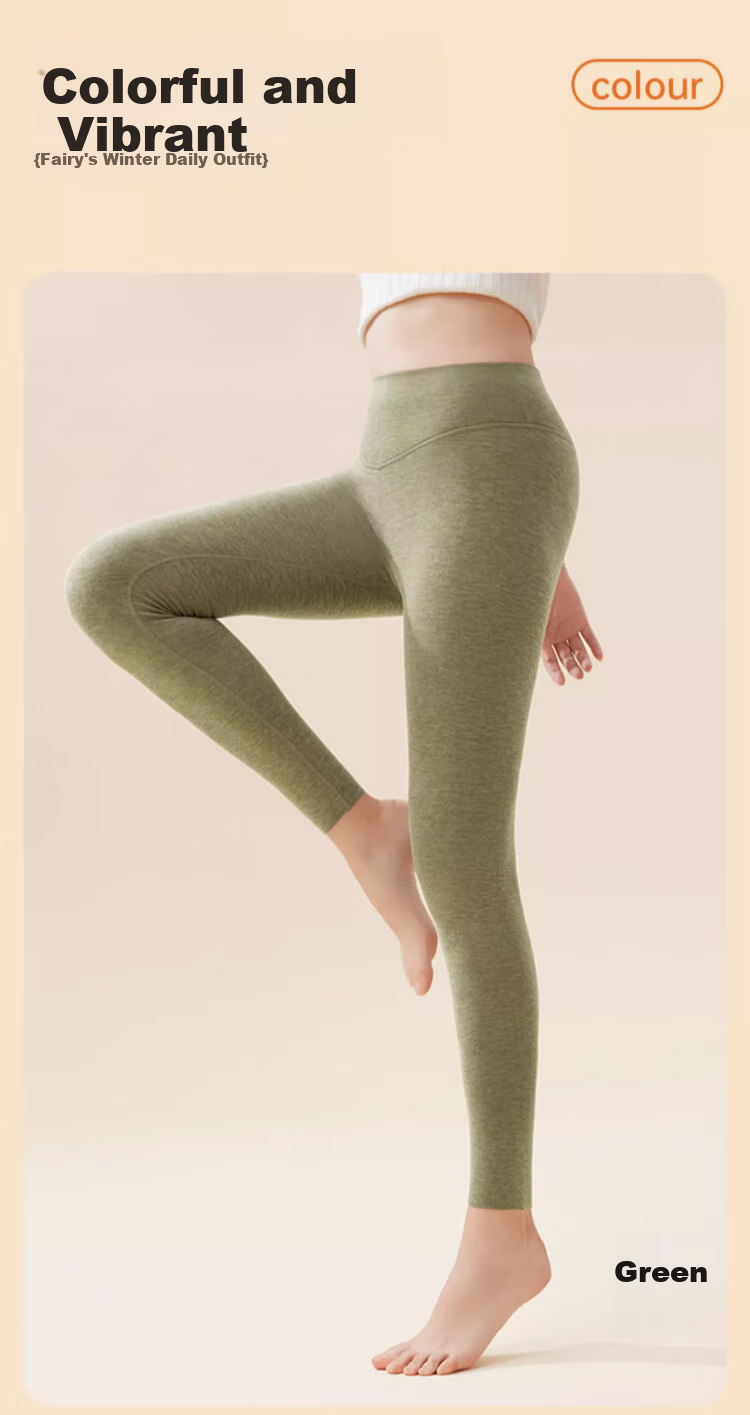 Xueqiman Women's High-Waist Thermal Leggings with 10 Antibacterial Cashmere and Silk, Tummy Control and Hip Lift, Autumn and Winter Inner and Outer Wear 8