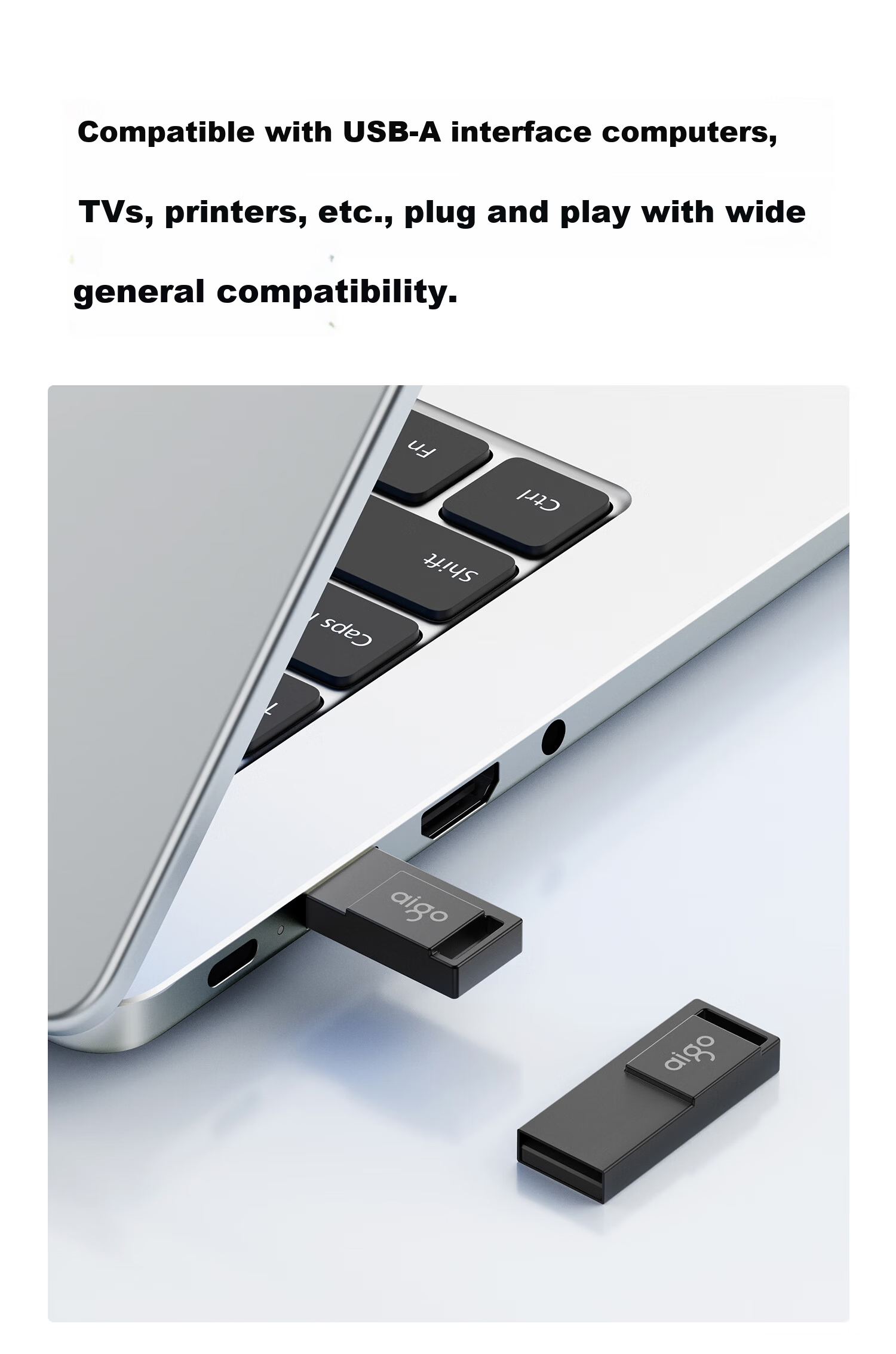 Aigo 8GB USB 2.0 Flash Drive A10 Metal Corporate Custom USB Drive Mini Waterproof USB Stick for Computer Office Study 8