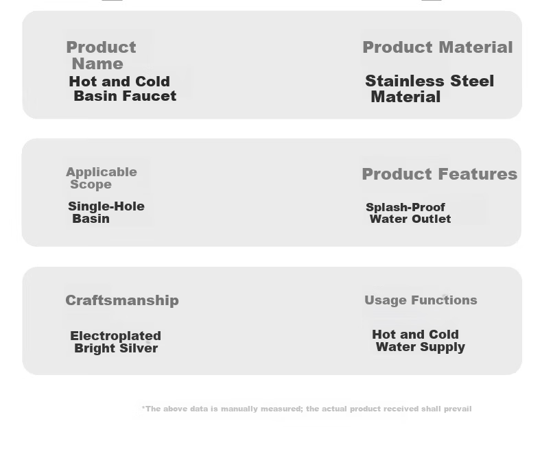 Baihan Basin Faucet Bathroom Sink Faucet Washbasin Splash-proof Hot and Cold Water Faucet 21