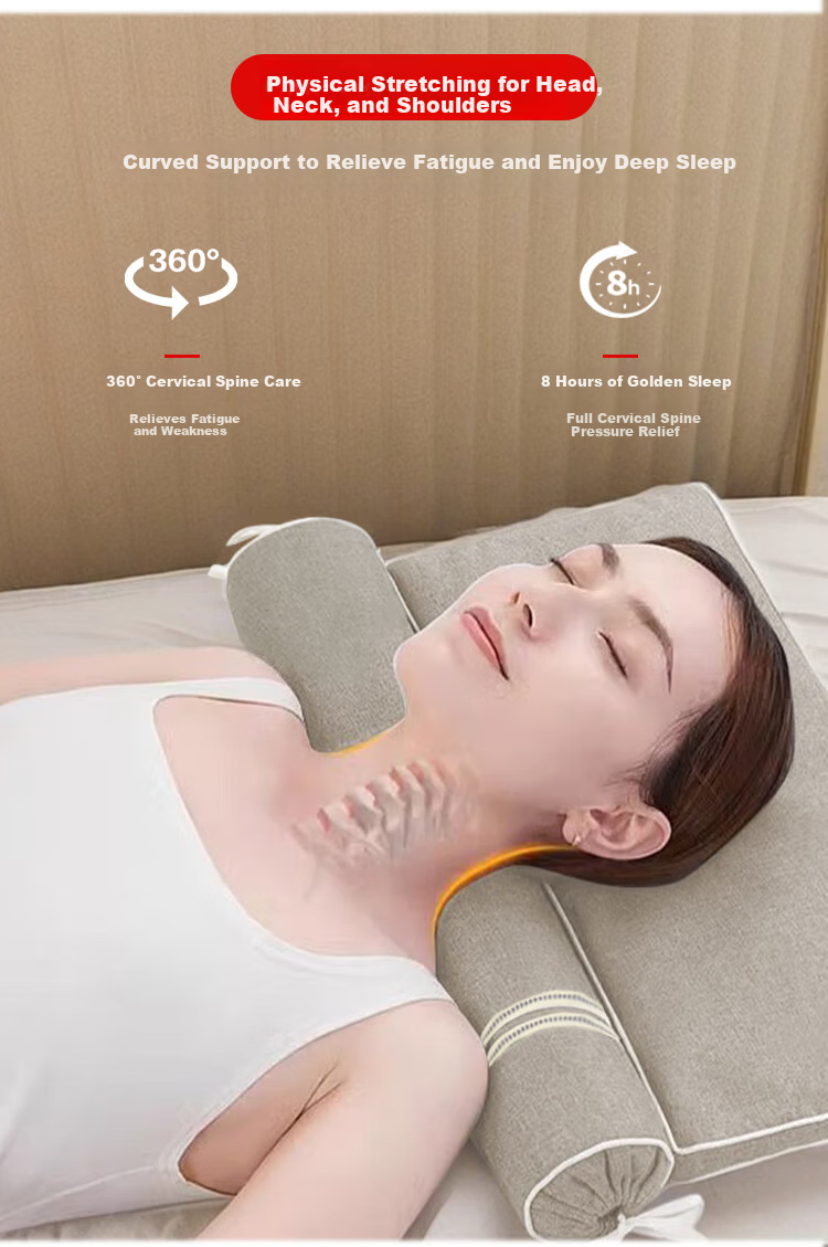 ZiiU Cassia Buckwheat Cervical Pillow Natural Herbal Neck and Waist Support Traction Pillow Pure Cotton Removable Cover Single Pack 4
