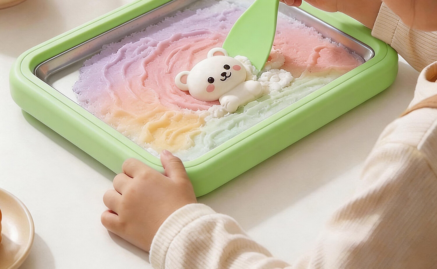 CHIGO Fried Yogurt Maker Fried Ice Machine DIY Ice Cream Large Green with Lid Children's Day Gift 19