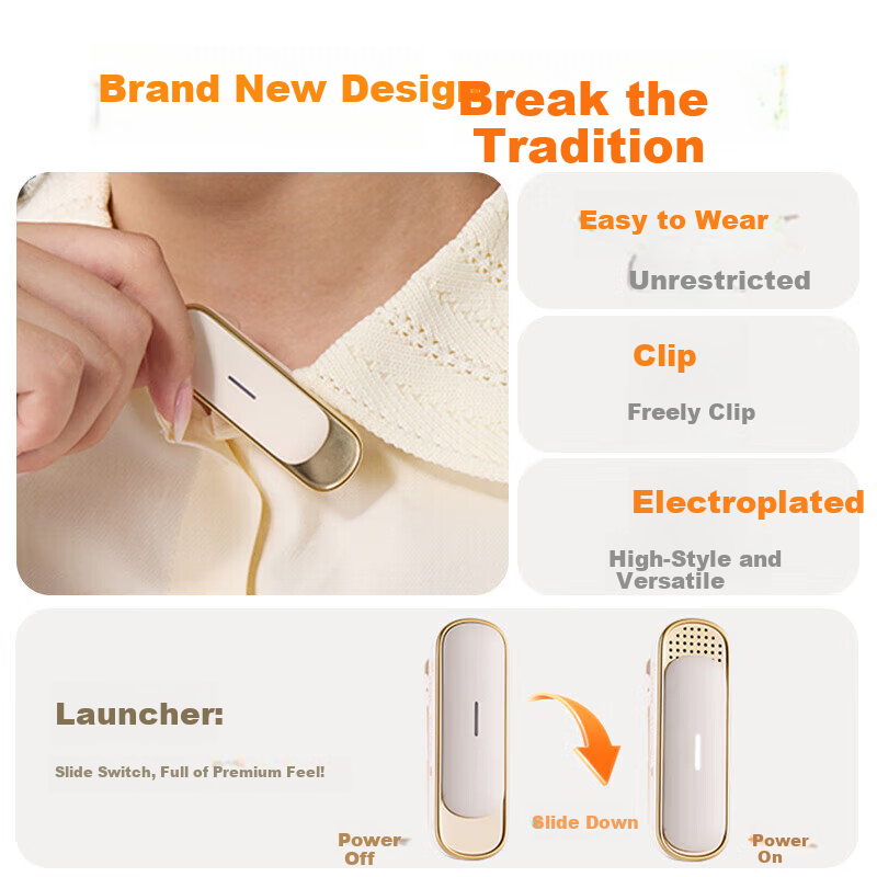 EDIFIER [2026 New Product] MK12 Clip-On Wireless Microphone, Lavalier Amplifier Outdoor Speaker Accessory, Clear Sound Pickup Long Battery Life Anti-Howling, Cloud Rock White