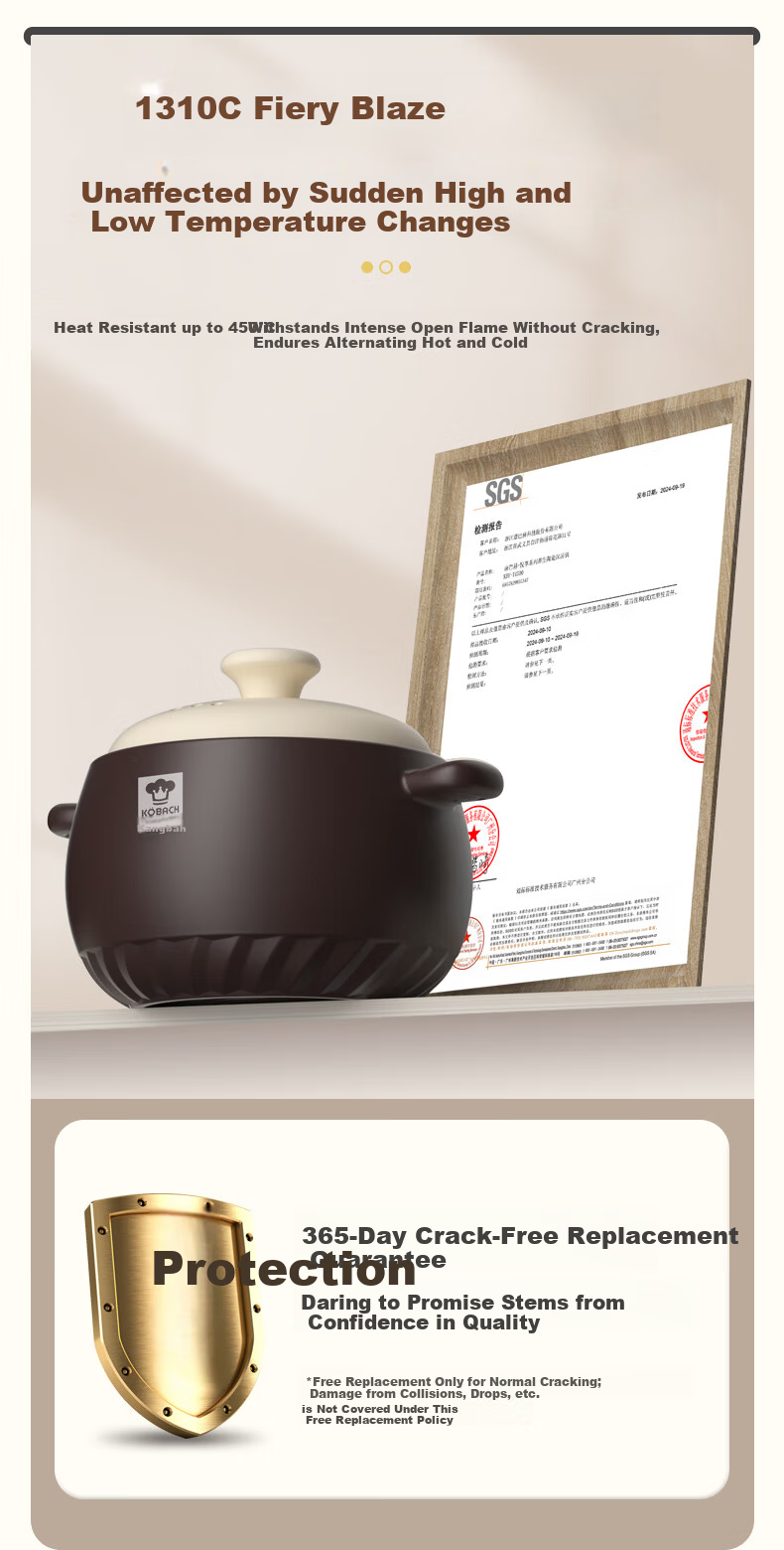 KOBACH 2.5L Ceramic Clay Pot for Home Cooking, Stewing Soup, Meat, Rice, Porridge, and Herbal Medicine Cooking 7