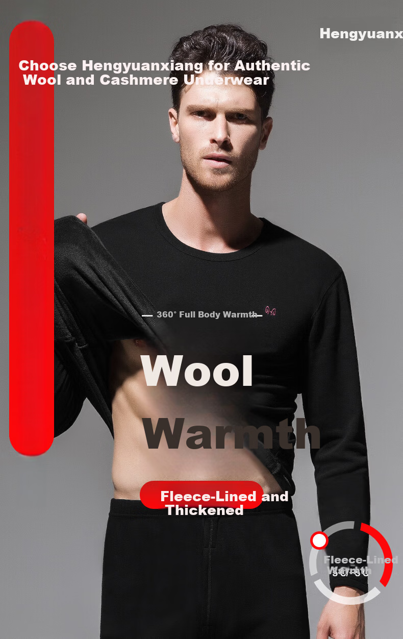 Hengyuanxiang [Wool Thickened] Thermal Underwear for Men, Fleece-Lined And Thickened Long Plush Autumn Top And Bottom Set, Suitable for Both Men And Women in Winter 1