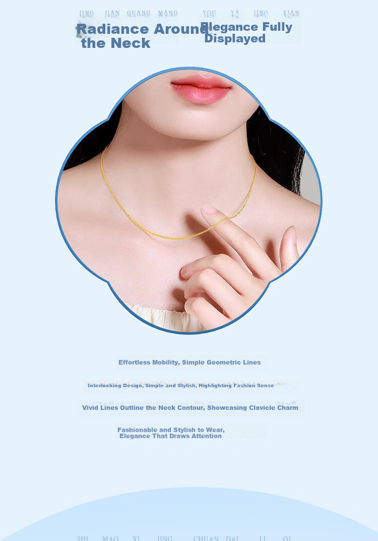 ALLOVE Sterling Silver Necklace for Women, Cross Simple Chain, Versatile Chain with Clasp, Gold-Colored without Pendant, Collarbone Chain, Replacement Chain, Bare Jewelry 2