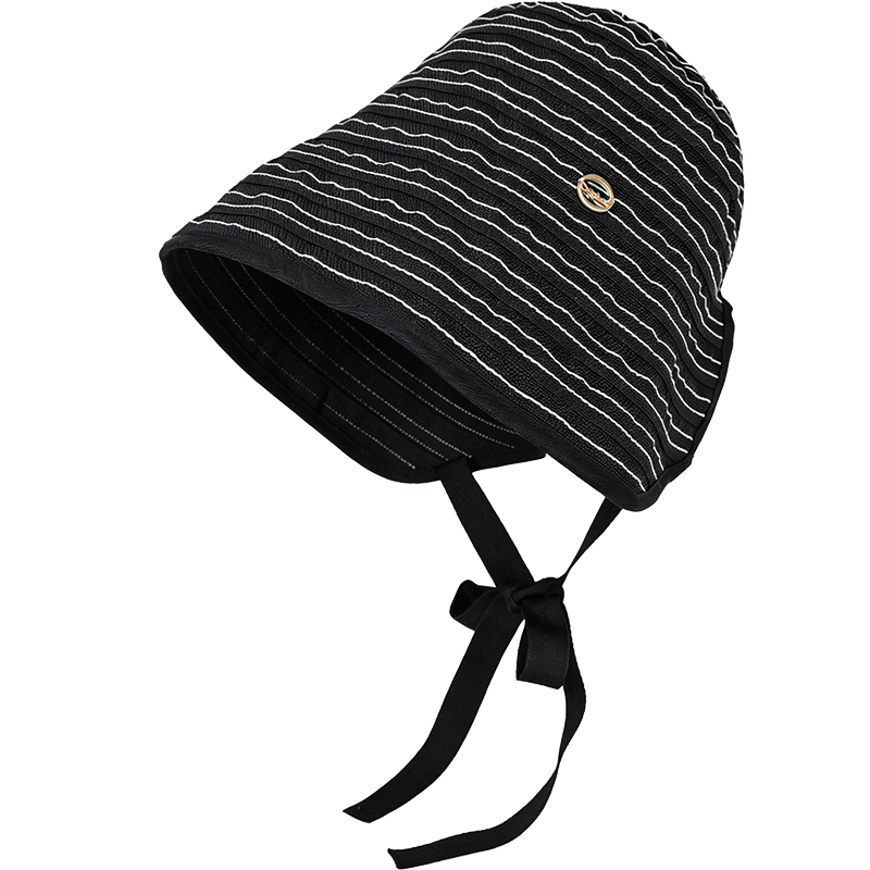 FANCET Striped Fisherman Hat for Women Summer UV Protection Wide Brim Sun Hat Japanese Minimalist Face-Slimming Sunshade Hat