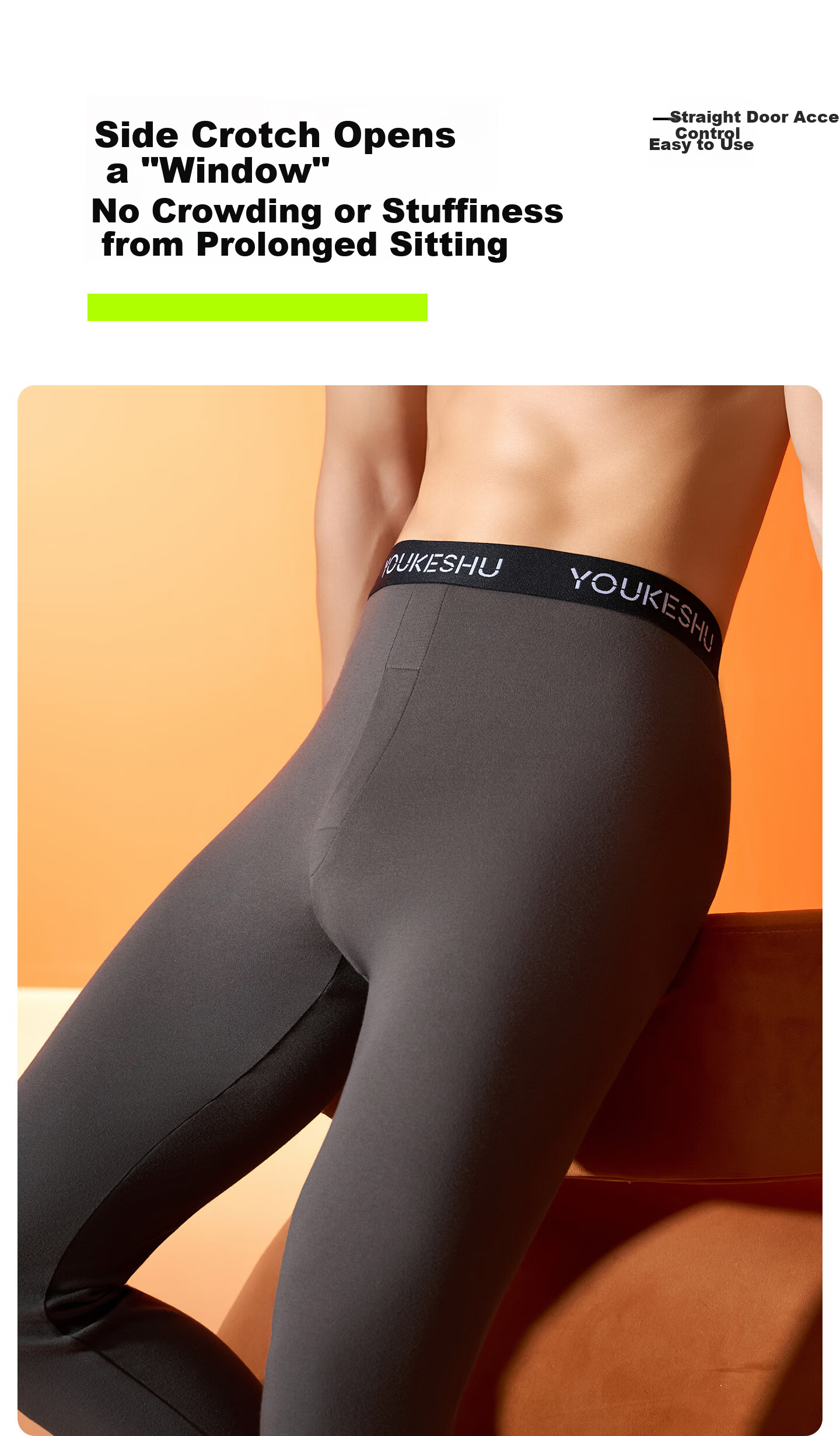 YOUKESHU 100% Cotton Men's Thermal Underwear Thin Warm Pants Double-Sided Cotton Knit Black L 2