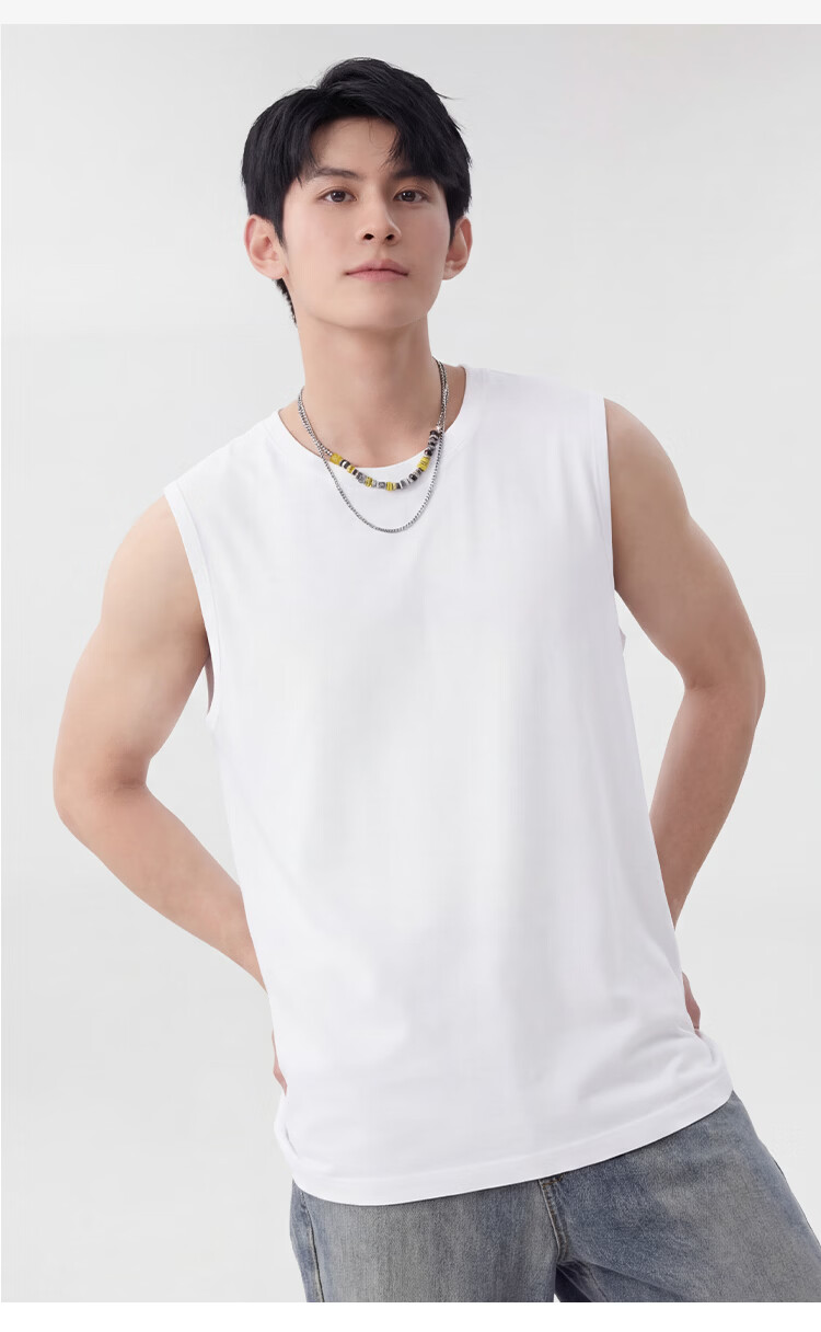 Urban Beauty 100% Cotton Men's Vest Summer Thin Breathable Sports Base Layer Sleeveless T-Shirt Large Size 8