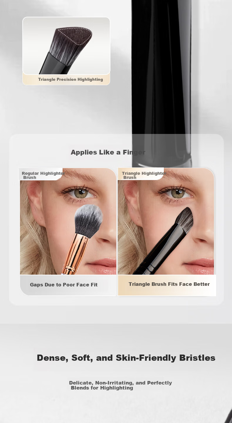 AOLANLA Triangle Highlight Brush Contour Concealer Precision Nose Shadow Makeup Brush for Eye Inner Corner and Mouth Corner Brightening 3
