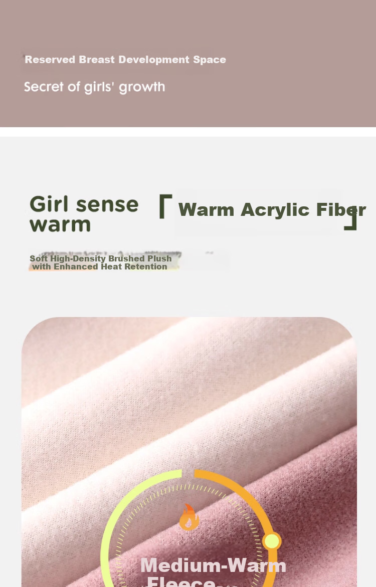 GUJIN Girls' Developmental Warm Vest, Thermal Underwear for Elementary and Middle School Students, Girls' Bra 3-Pack 5