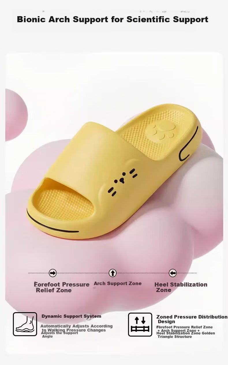 Qiumuxi Cute Cat Slippers Unisex Cartoon Outdoor Anti-Slip Home Indoor Bathroom Couple Thick Sole Soft Feeling Cool Slippers 3