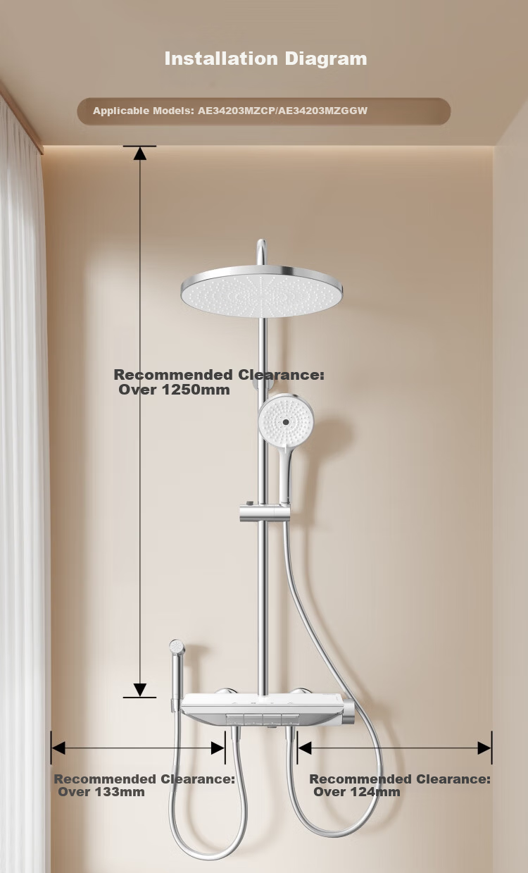 ARROW Shower Set Four-Function Pressurized Keypad Overhead Shower Complete Set 36
