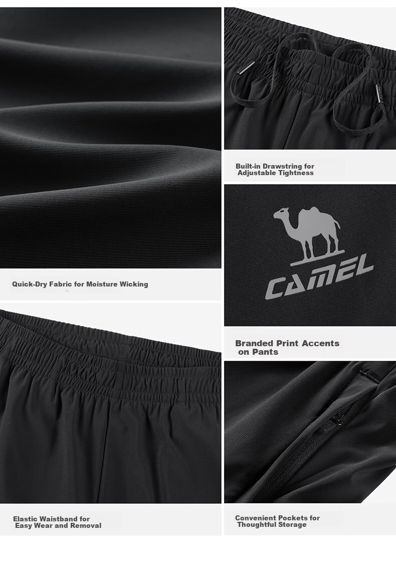 CAMEL Original Yarn Sun Protection Sports Pants Men Cooling Quick-Dry Knit Capri Pants C16BAYL6015 Phantom Black XXL 13