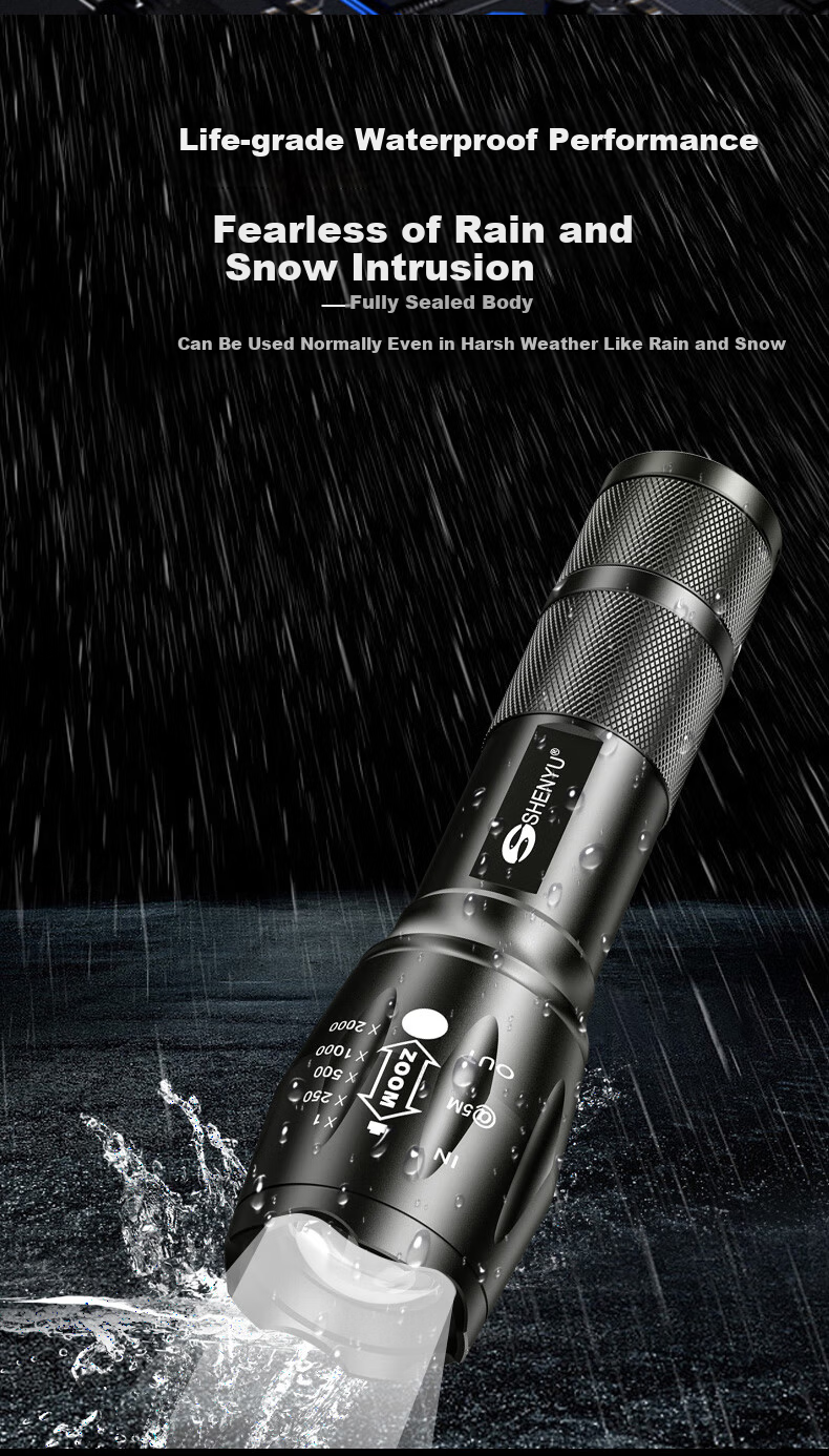 AIC Mini Flashlight High Brightness Zoomable Long Range Ultra-Long Battery Life Outdoor Cycling Emergency Light 14