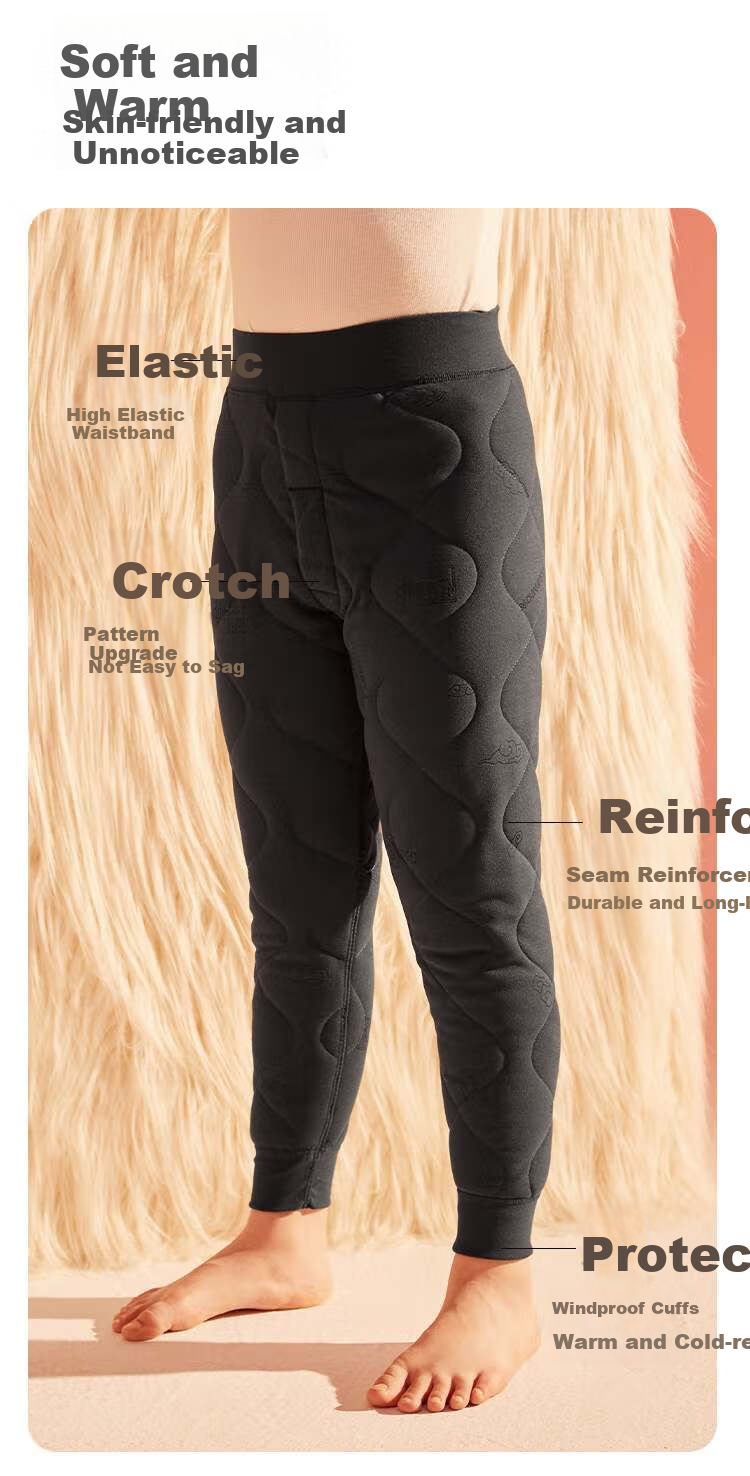 Hodo Kids School Uniform Thermal Cotton Pants Girls Warm Fleece-Lined Thickened Winter Inner Pants Boys Warm Trousers 7