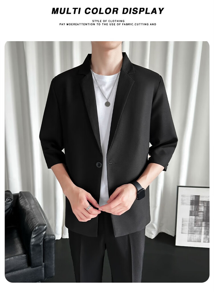 ROMON Men's Summer Breathable Suit Jacket Youth Loose Business Casual Trendy Short Sleeve Blazer Light Gray 3XL 8
